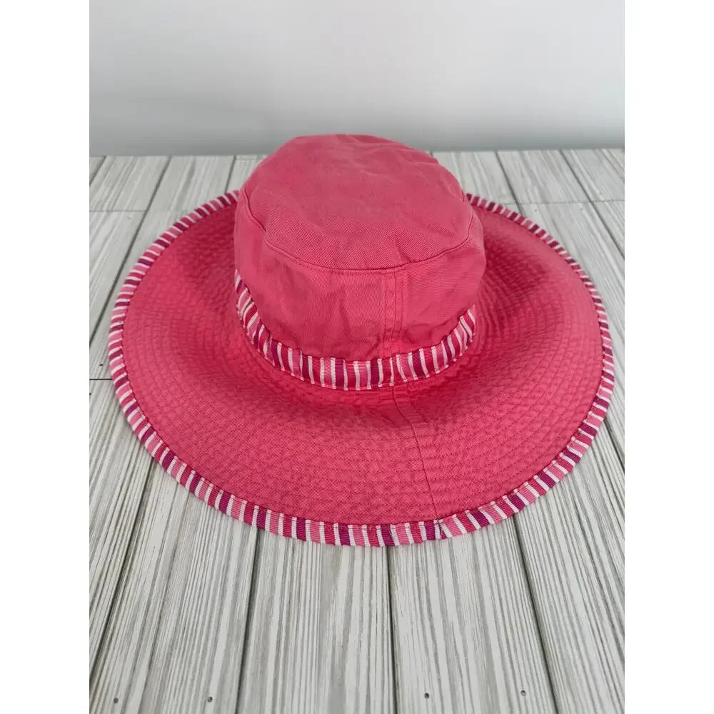 Hannah Andersson sun hat girls large bucket stripe summer pink white cotton
